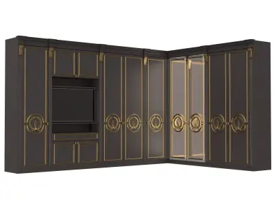 Classic Wardrobe Furniture 0403 Black Low-poly 3D model