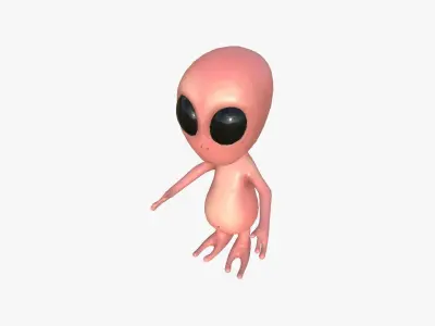 Cute Alien A05 Red Black - Simple - Character Design Low-poly 3D model