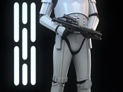 Stormtrooper Realistic 3D Model Low Poly from star wars force... Low-poly 3D model