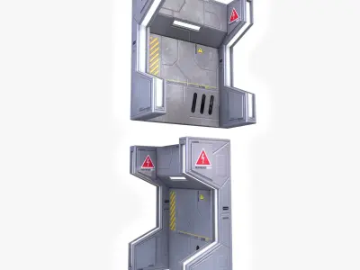 Sci-Fi Modular Wall Low Poly Low-poly 3D model