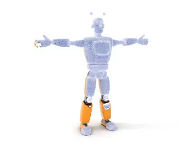 Yellow Robot Character model pack with Articulated Limbs Low-poly 3D model
