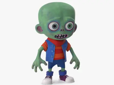  Cartoon Zombie Green in a Blue Costume 