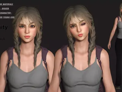 AAA 3D REALISTIC CHARACTER - BEAUTIFUL YOUNG GIRL MADISON 01 Low-poly 3D model