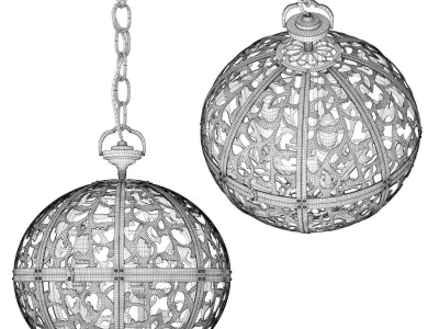 Japanese brass chandelier 3D model