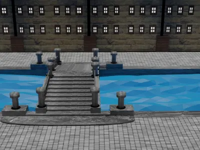 canal near residential area  front Free 3D model