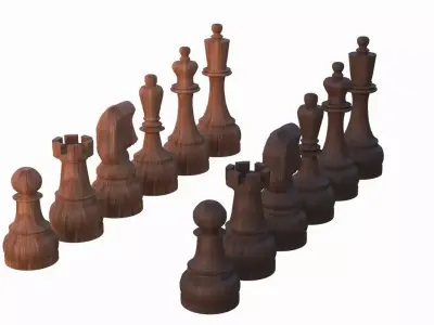 Chess Set Pieces Low-poly 3D model