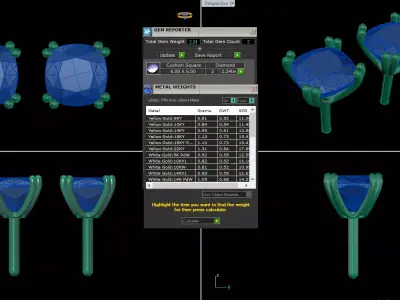 Cushion Solitaire Stud Earrings CAD Model 3DM STL 3D print model