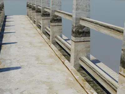 bridge over water Low-poly 3D model