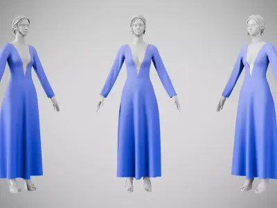 Dress 35 Very Light Blue Low-poly 3D model