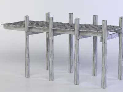 Wooden dock Low-poly 3D model