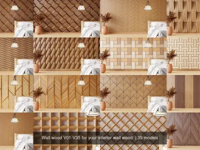 Wall wood V01-V35 for your interior wall wood  3D Model Pack