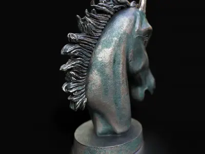 Horse head sculpture Low-poly 3D model