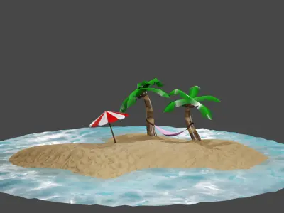 Beach  scene  3D model
