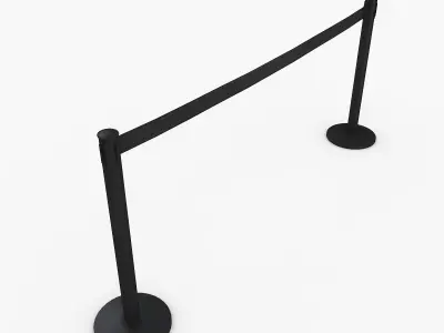 3D Airport Stanchions Black Long 3D model