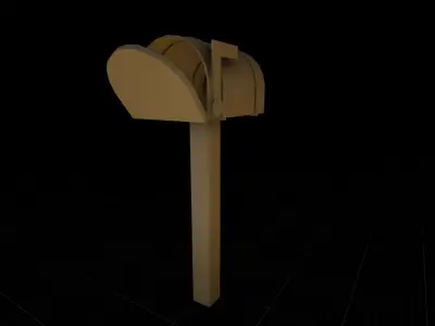 Mailbox low poly wooden pole Free low-poly 3D model