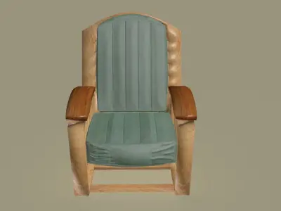 Modern wooden and cotton lounge chair 3D model
