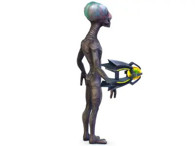 Grey Alien UFO Low-poly 3D model