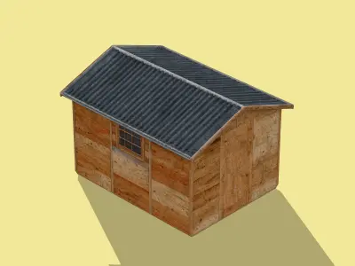 Wooden cabin  Low-poly 3D model