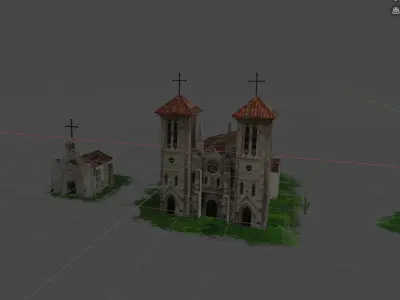 Spanish Cathedral and Church Low-poly 3D model