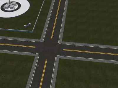 American Road Intersection Low-poly 3D model