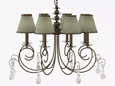 Chandelier with five lamps and crystals 3D model