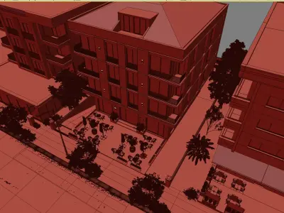 Apartment Exterior Scene 3D model