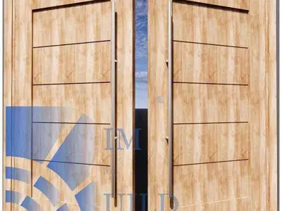 Exterior Double Door Revit Family full parametric 3D model