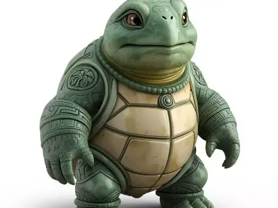 Stylized Jade Turtle 3D Character V01 Low-poly 3D model