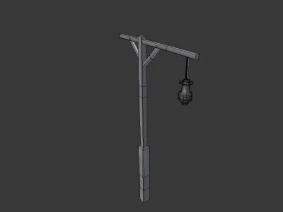 Medieval street lights Low-poly 3D model