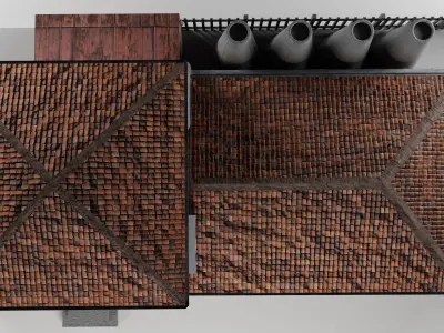 Old factory Low-poly 3D model 3