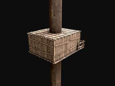 Wooden Tree House Shelters and Platforms 1 Low-poly 3D model