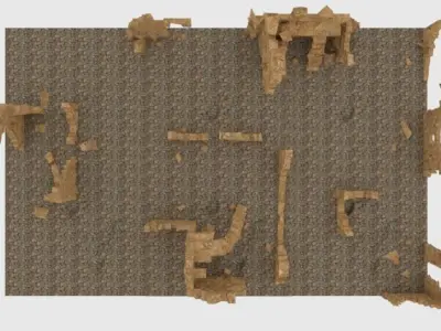 Blender 3D House Ruins 2 Free low-poly 3D model
