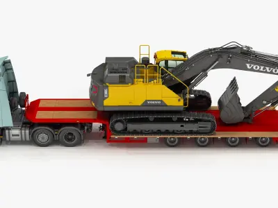  Volvo FH and Excavator VOLVO EC380El on Lowboy Trailer 