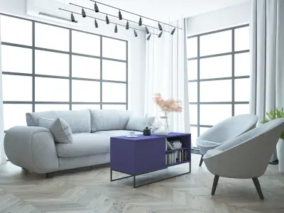 Ready to render and decorate interior scene room 3D model