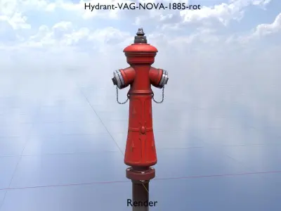 Hydrant VAG NOVA 1885 Red 2 Low-poly 3D model