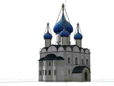 Architecture-Religion-God-Culture-Temple-038 church with domes 3D model