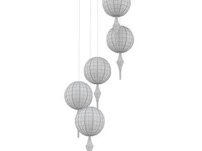 ONEIRIC pendant light with five glass balls hanging from it 3D model