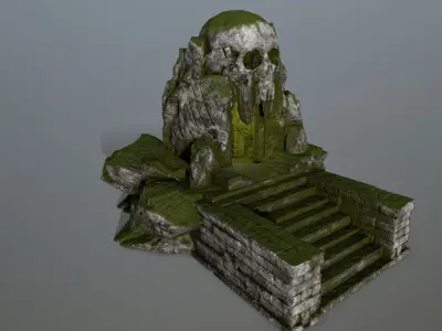 skull cave Low-poly 3D model