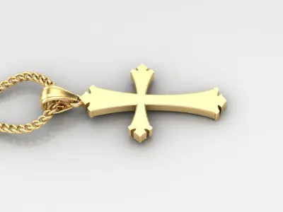 Light Gold 18K Cross Pendant 1CP009 3D print model