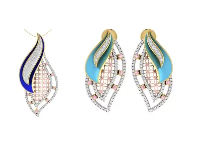 Women Pendant Earring Sets 3dm STL OBJ FBX Renders Details 3D print model 2