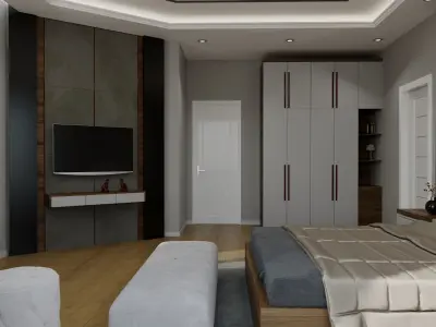 3D BEDROOM READY TOGETHER WITH CORONA LIGHTING SETTINGS Low-poly 3D model