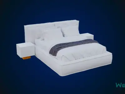 Queen Bed Low-poly 3D model