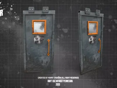 Door PBR with handle Low-poly 3D model