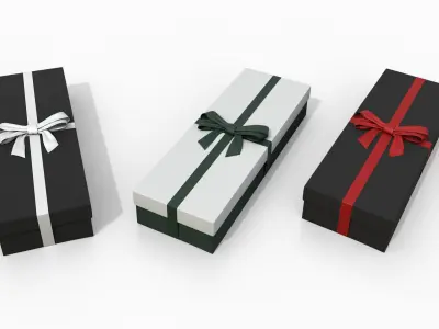  Gift Boxes - Flat Set with Tied Ribbon Bow 