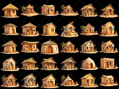 114 Transparent Fantasy Desert Hut Game Asset Texture