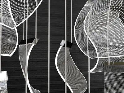 candela chandelier made of glass and metal 3D model