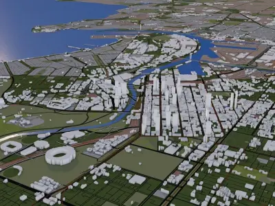 Melbourne City Australia Low-poly 3D model