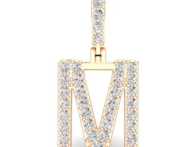 Alphabet M-letter single row pendant 3D print model
