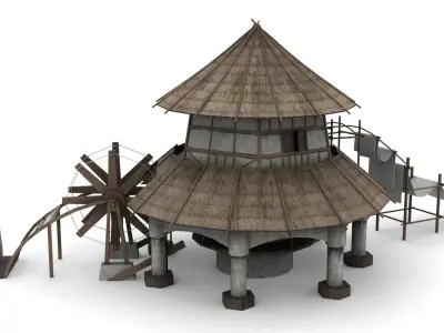 Fantasy Weaving Factory Low-poly 3D model