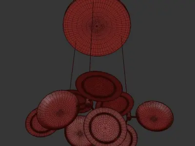 ULRICA three wooden pendant lights hanging from ceiling 3D model
